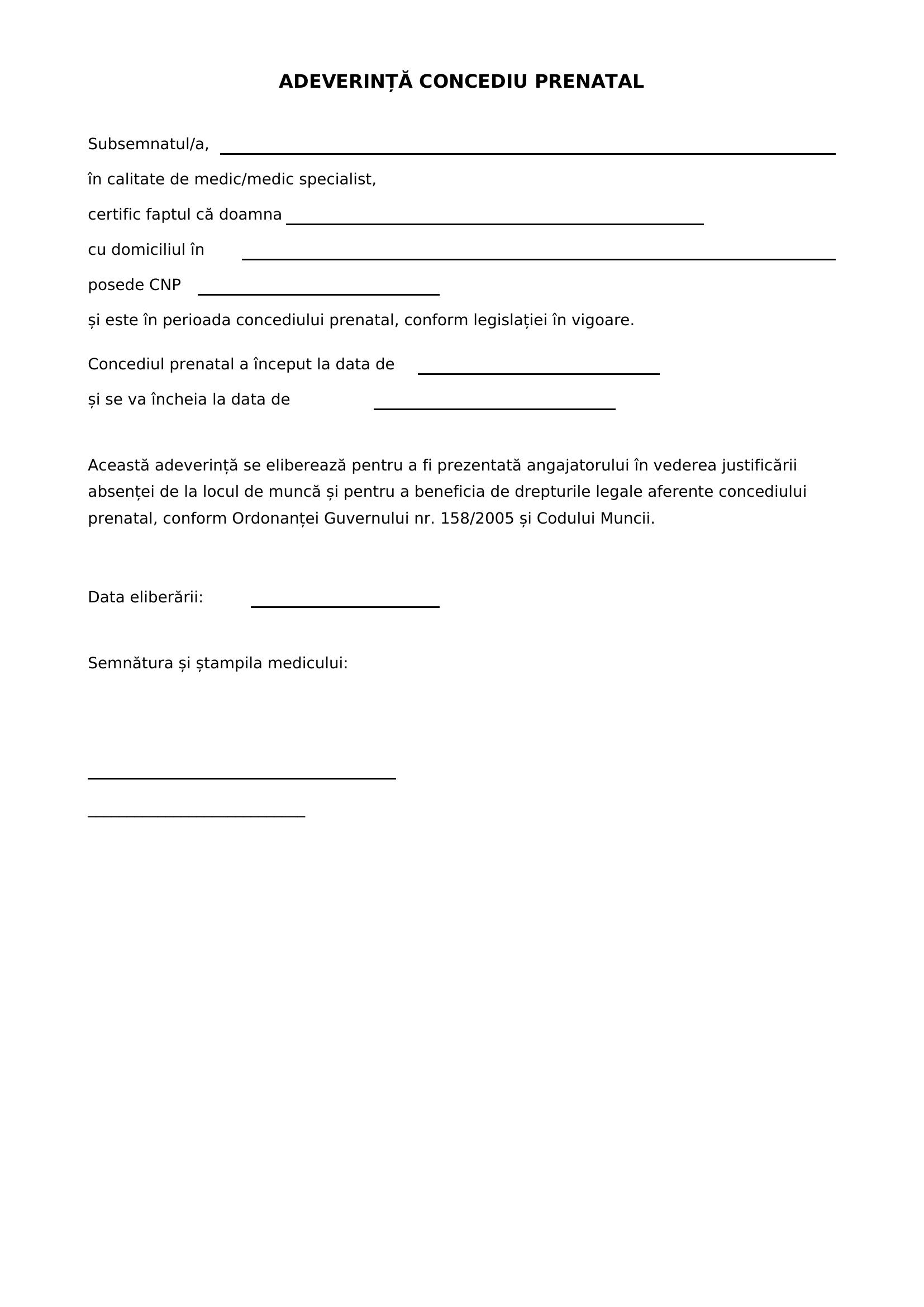 Adeverinta Concediu Prenatal