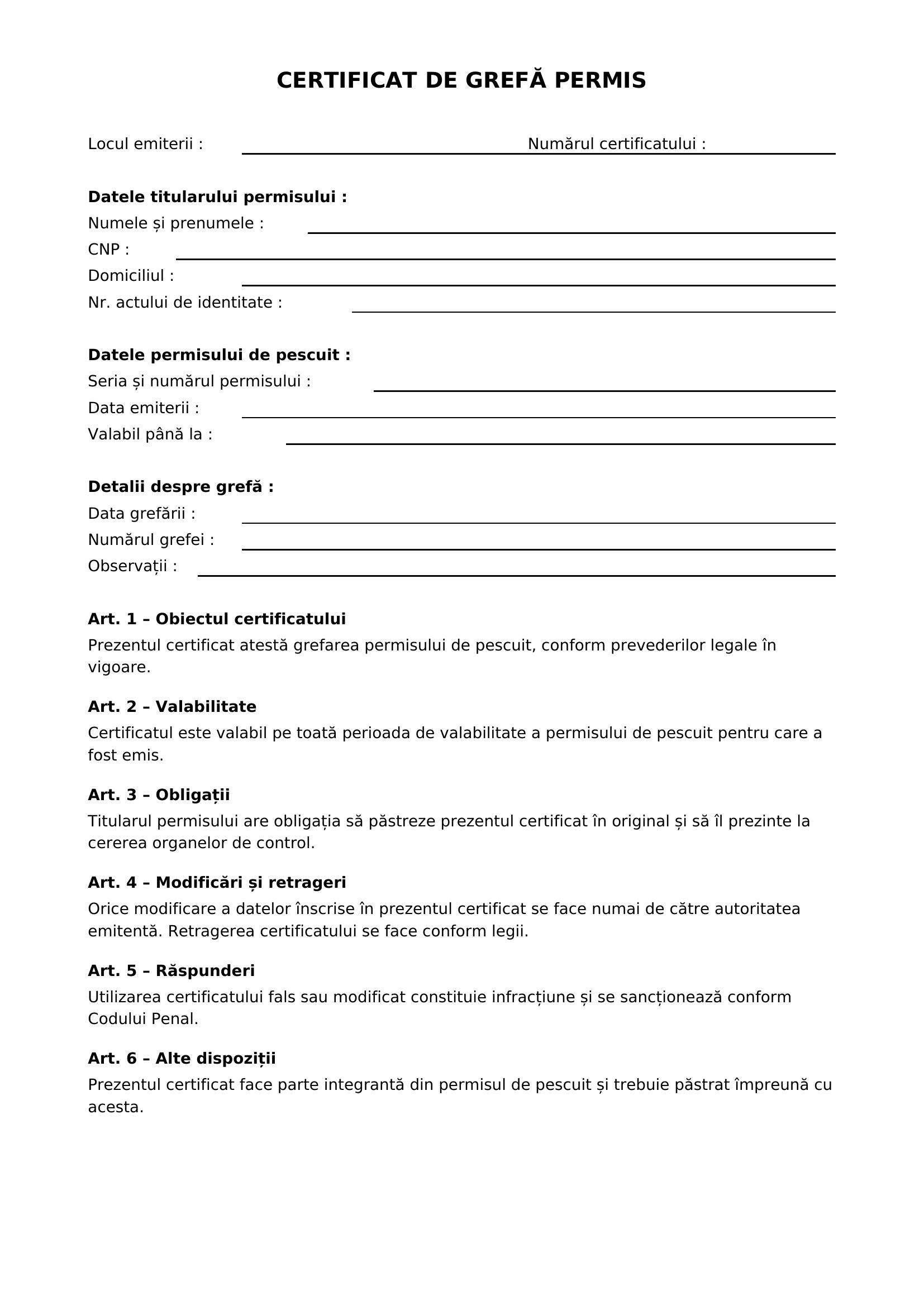 Certificat De Grefa Permis