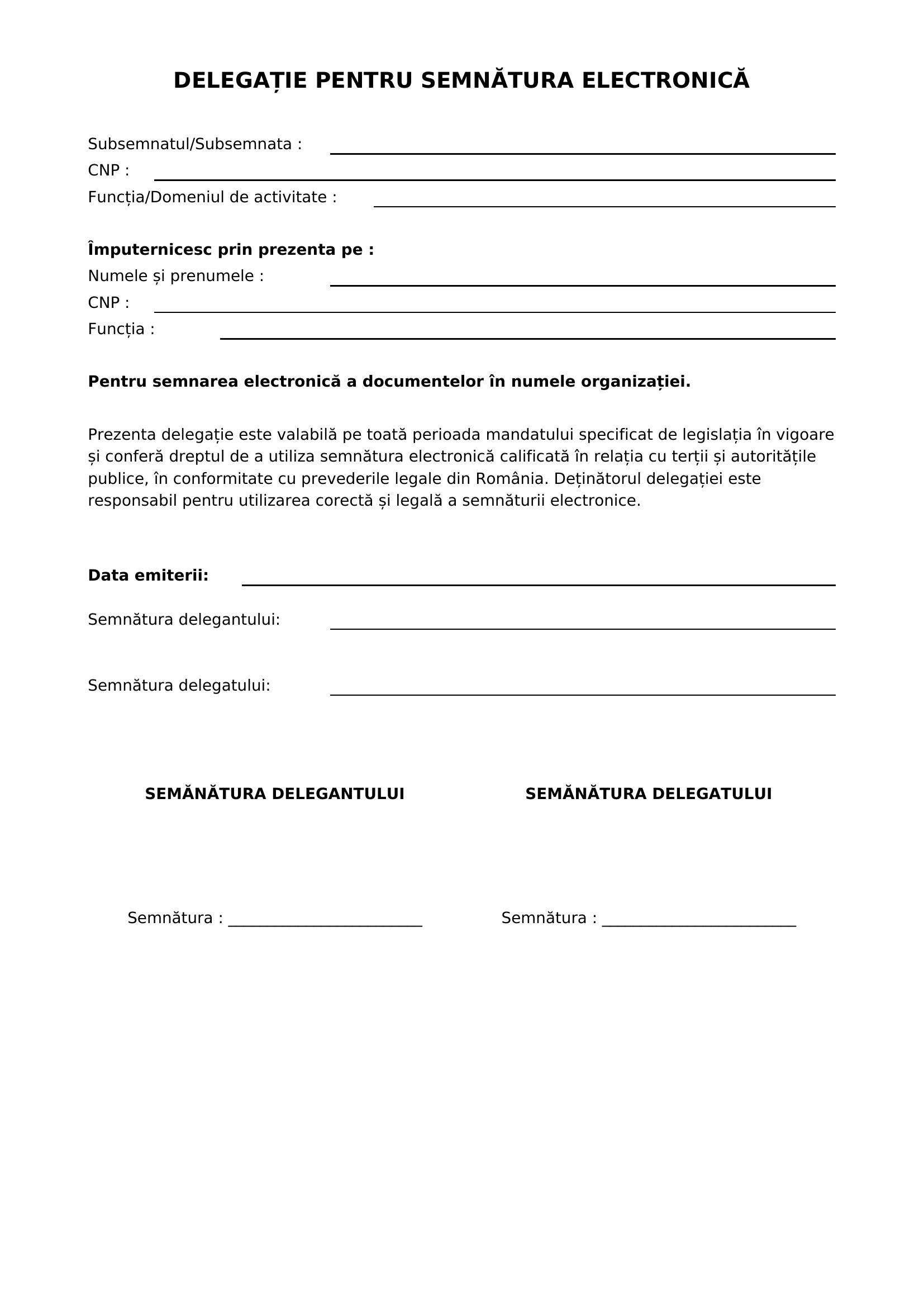 Delegatie Cu Semnatura Electronica