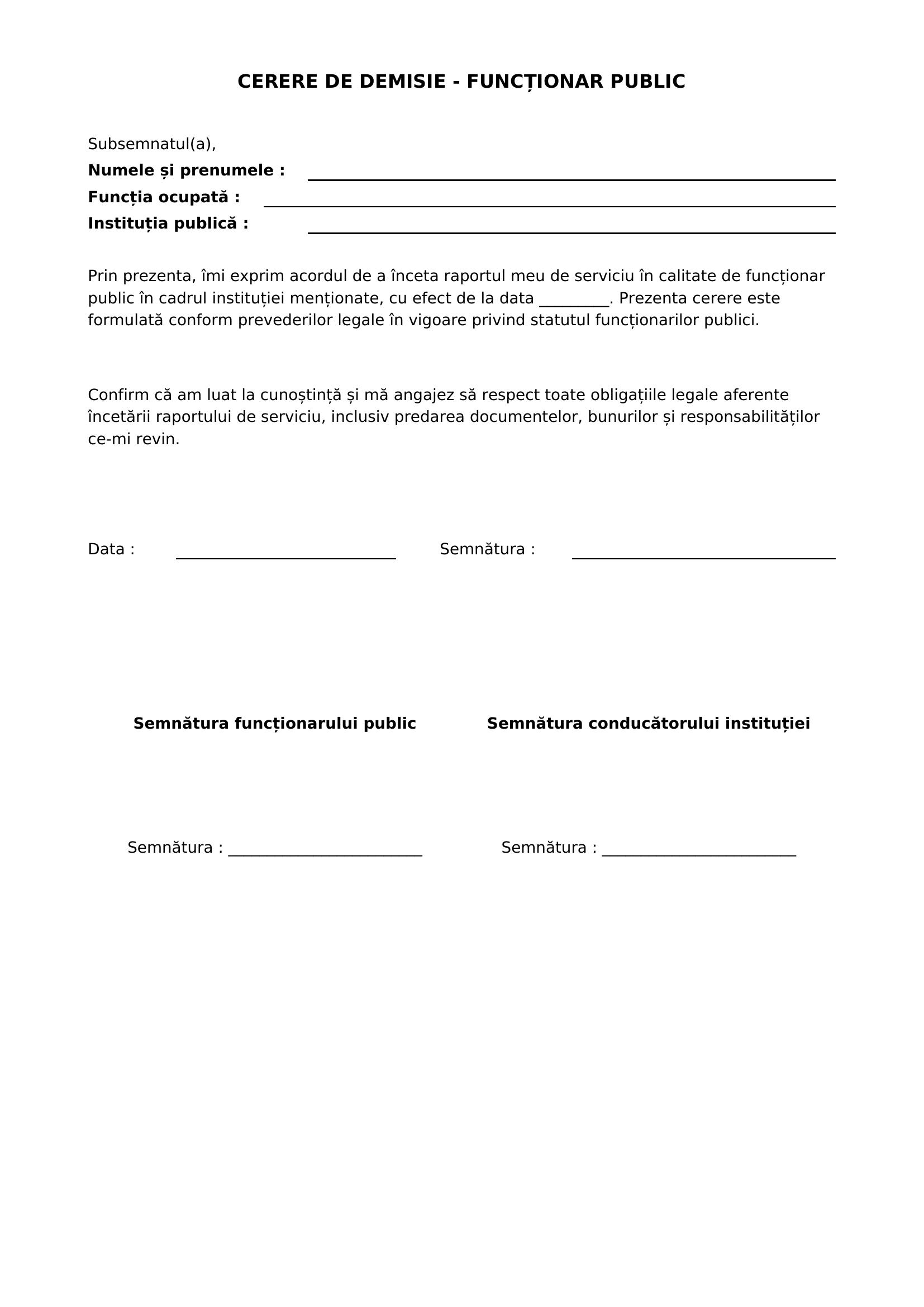 Demisie Functionar Public