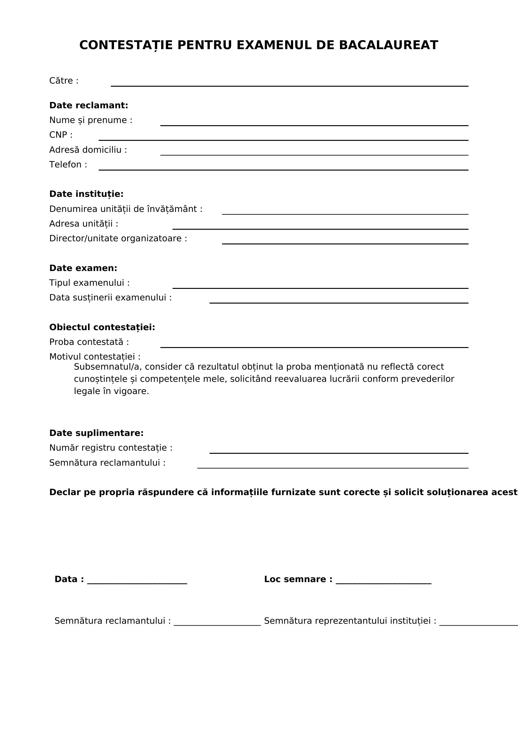 Model Contestatie Bac Completata