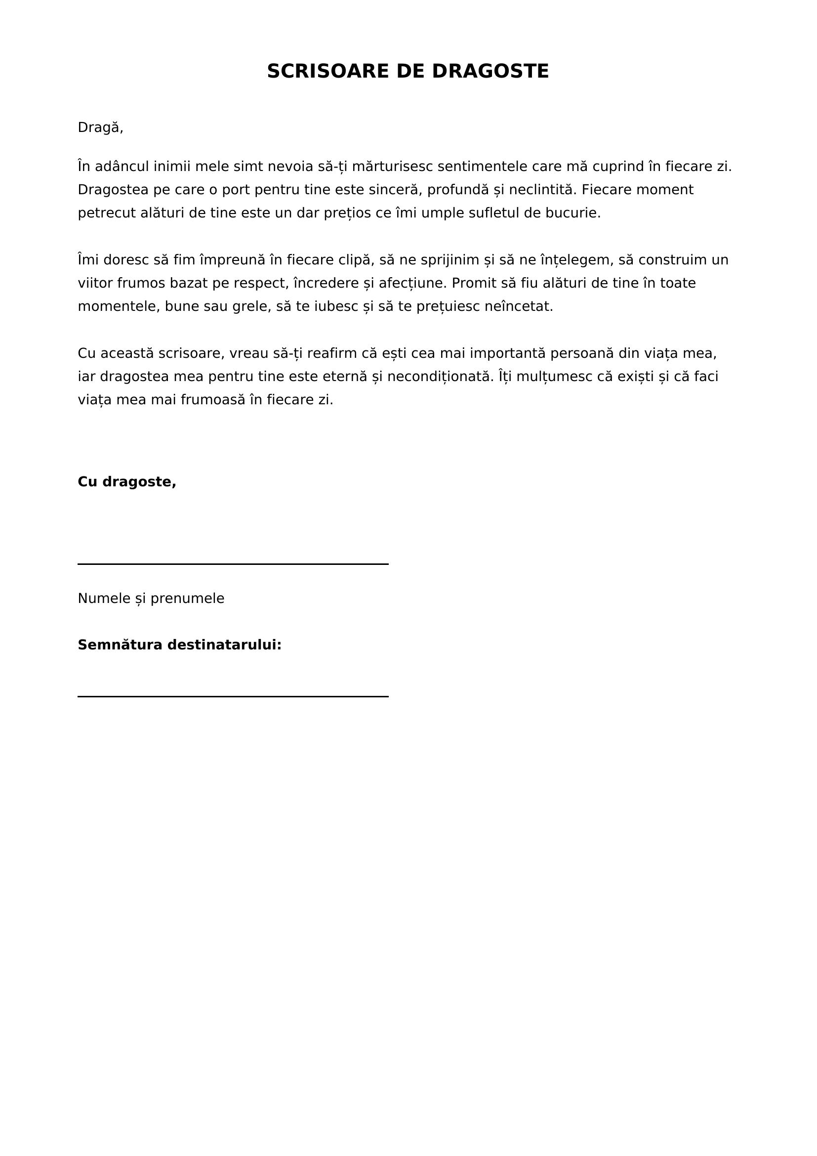 Model Scrisoare De Dragoste
