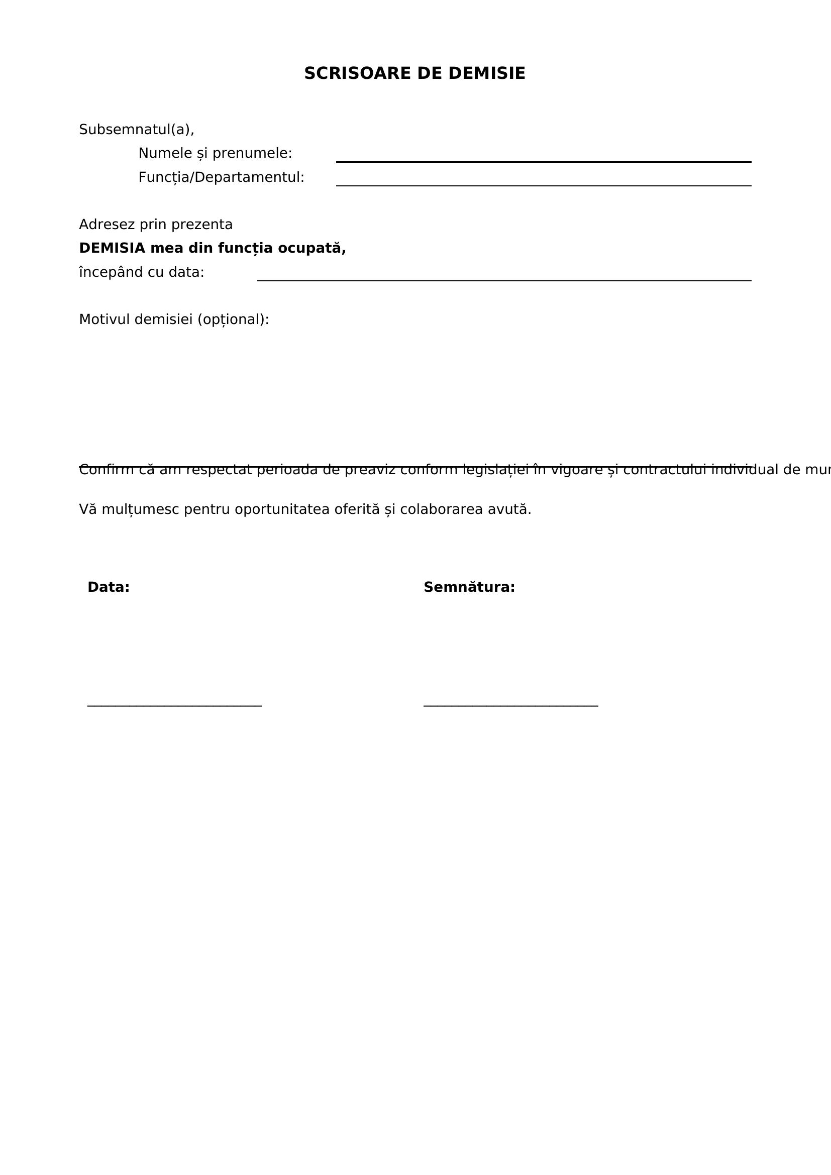 Scrisoare De Demisie