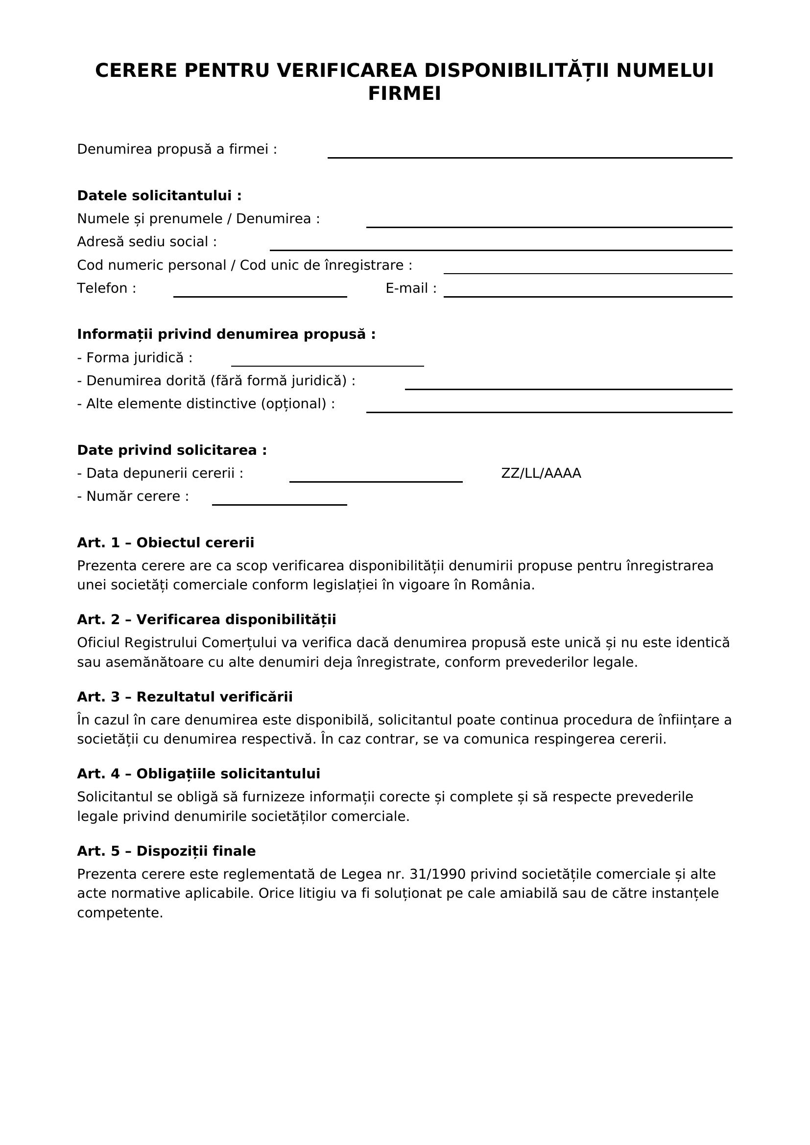 Verificare Disponibilitate Nume Firma Online